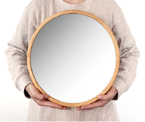 【送料無料】ウッドウォールミラー　L