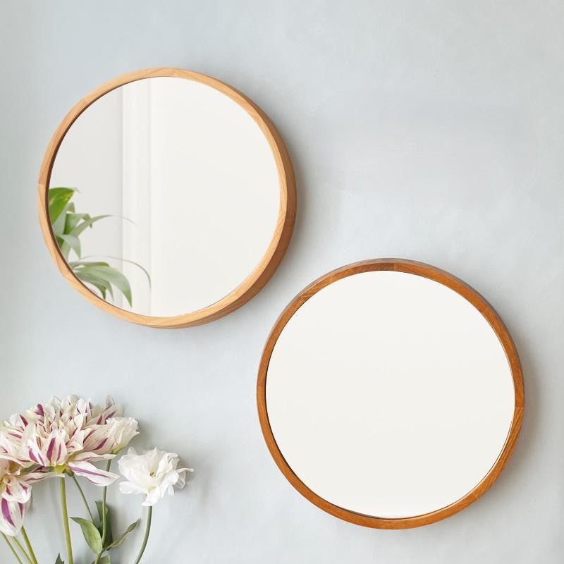 【送料無料】ウッドウォールミラー　L